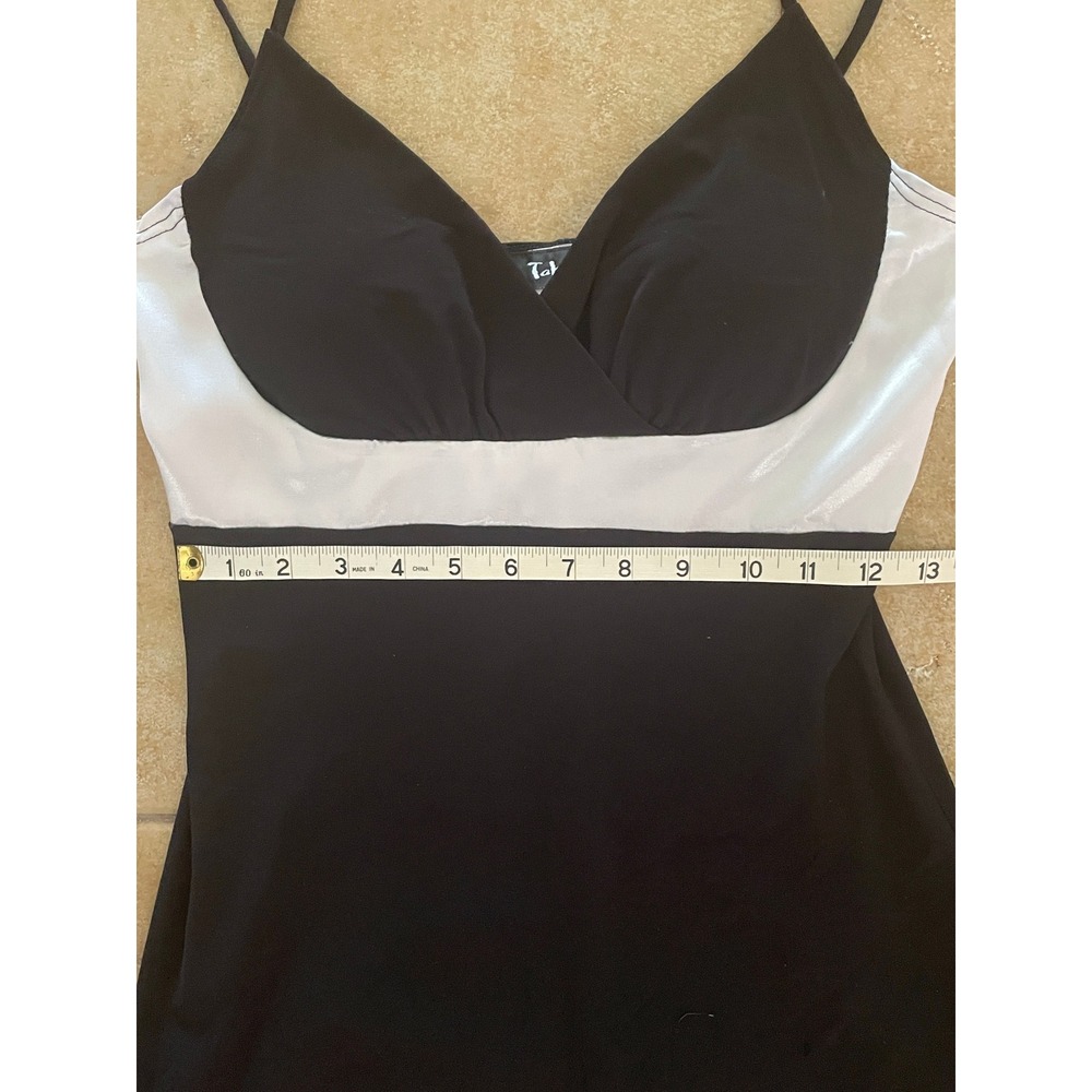 Vintage 90s Y2K Taboo Black & White Spaghetti Strap V Neck Mini Dress Size M - Picture 4 of 9